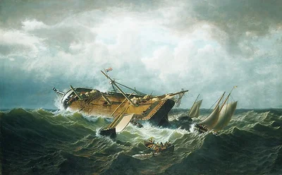 Shipwreck off Nantucket (Wreck off Nantucket after a Storm) by William Bradford