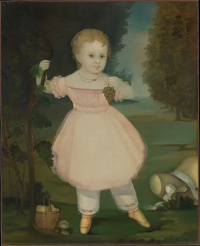 Portrait of a Little Girl Picking Grapes by Unknown Artist