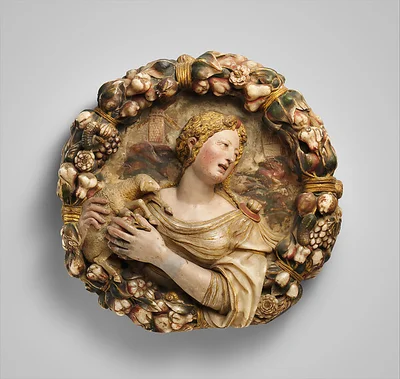 Saint Agnes (one of a pair) by Diego de Tiedra