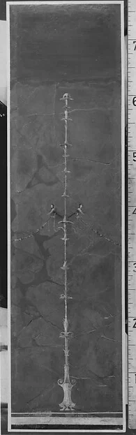 Wall painting on red ground: candelabrum, from the imperial villa at Boscotrecase by Unknown Artist