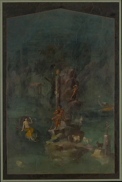 Wall painting: Polyphemus and Galatea in a landscape, from the imperial villa at Boscotrecase by Unknown Artist