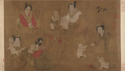 Palace ladies bathing children by Unidentified artist