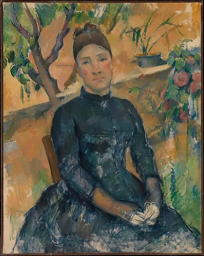 Madame Cézanne (Hortense Fiquet, 1850–1922) in the Conservatory by Paul Cézanne