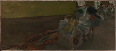 Dancers in the Rehearsal Room with a Double Bass by Edgar Degas