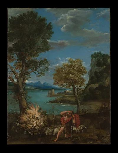 Landscape with Moses and the Burning Bush by Domenichino (Domenico Zampieri)