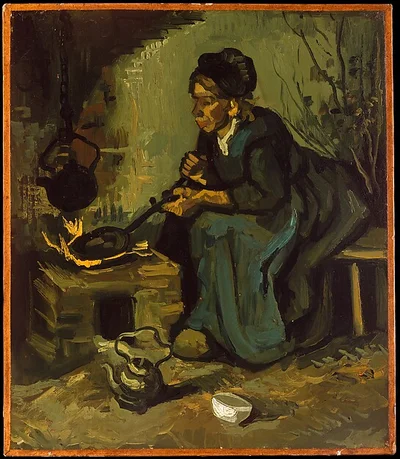 Peasant Woman Cooking by a Fireplace by Vincent van Gogh