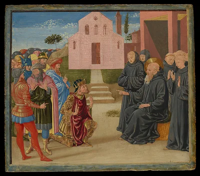 Totila before Saint Benedict by Benozzo Gozzoli (Benozzo di Lese di Sandro)