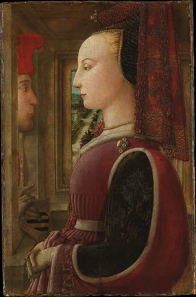 Portrait of a Woman with a Man at a Casement by Fra Filippo Lippi