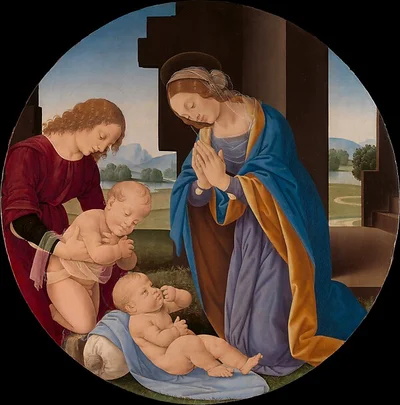 Madonna Adoring the Child with the Infant Saint John the Baptist and an Angel by Lorenzo di Credi (Lorenzo d'Andrea d'Oderigo)