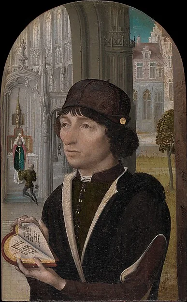 Young Man Holding a Book by Master of the View of Saint Gudula