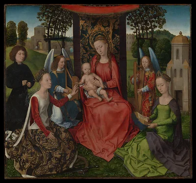 Virgin and Child with Saints Catherine of Alexandria and Barbara by Hans Memling