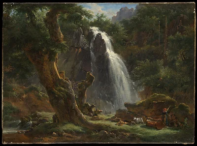 Waterfall at Mont-Dore by Achille-Etna Michallon