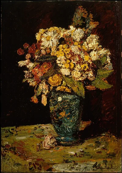 Flowers in a Blue Vase by Adolphe Monticelli