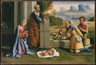 The Adoration of the Shepherds by L'Ortolano (Giovanni Battista Benvenuti)