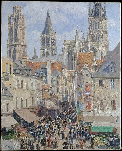 Rue de l'Epicerie, Rouen (Effect of Sunlight) by Camille Pissarro