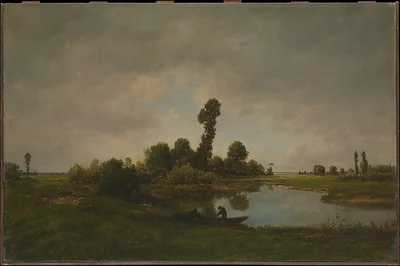 A River Landscape by Théodore Rousseau