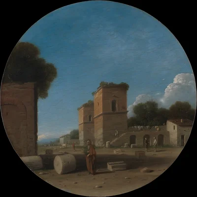A Roman Landscape with Figures by Goffredo Wals