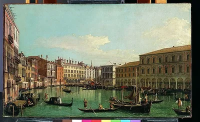 The Grand Canal, Venice, Looking South toward the Rialto Bridge by Canaletto (Giovanni Antonio Canal)