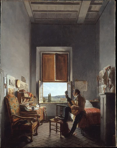 Léon Pallière (1787–1820) in His Room at the Villa Medici, Rome by Jean Alaux