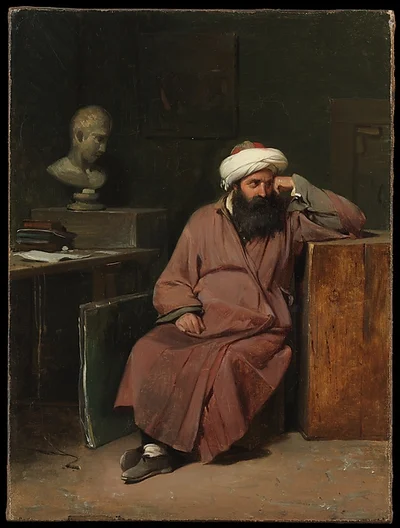 A Man from the Middle East in the Artist's Studio by Auguste-Xavier Leprince