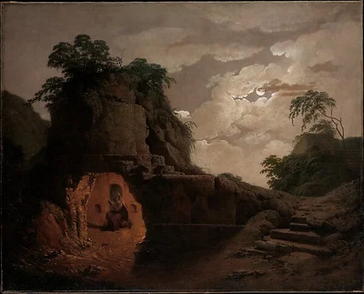 Virgil's Tomb by Moonlight, with Silius Italicus Declaiming by Joseph Wright (Wright of Derby)