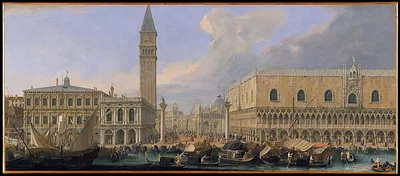 The Molo, Venice, from the Bacino di San Marco by Luca Carlevaris