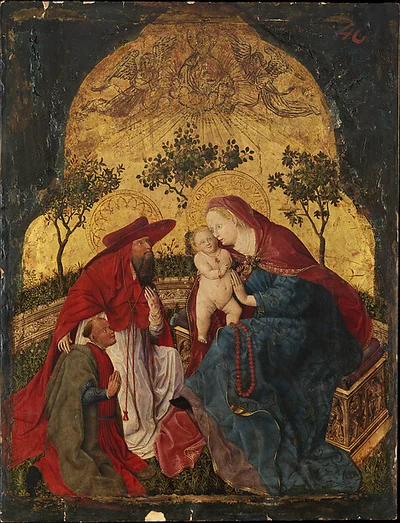 Virgin and Child with a Donor Presented by Saint Jerome by Master of the Munich Bavarian Panels