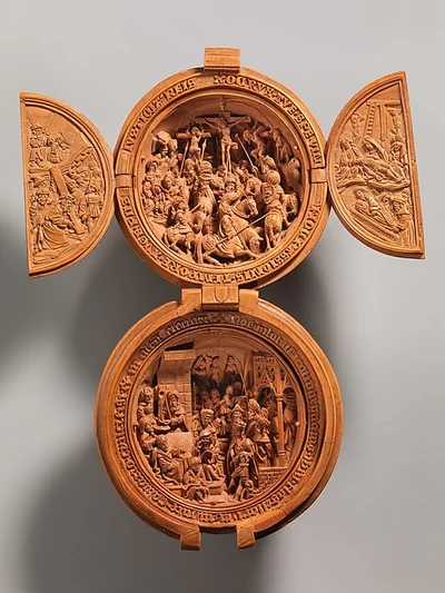 Prayer Bead with the Crucifixion and Jesus before Pilate by Unknown Artist
