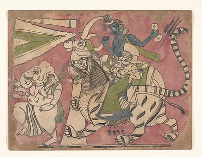 Ganesha Leads Shiva and Durga in Procession by Unknown Artist