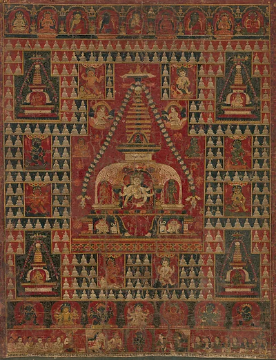Ushnishavijaya Enthroned in the Womb of a Stupa by Unknown Artist