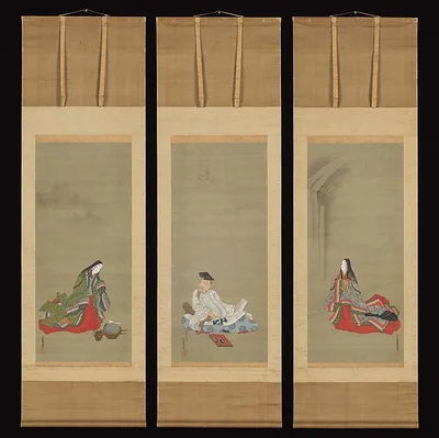 Portraits of Three Famous Poets: Kakinomoto no Hitomaro, Lady Ise, and Ono no Komachi by Tosa Mitsuoki