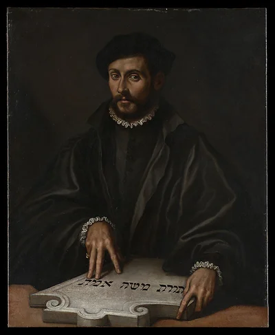 Portrait of a Man with a Hebrew Tablet by Antonio Campi